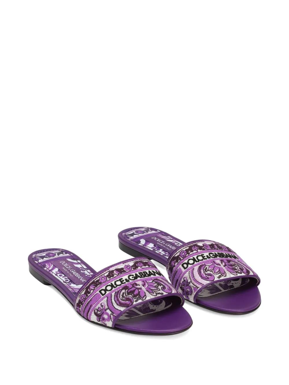 LEATHER AND FABRIC SLIDES Dolce & Gabbana