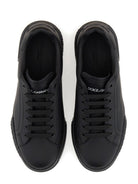 BLACK LEATHER FLAT SHOES Dolce & Gabbana