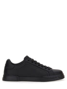 BLACK LEATHER FLAT SHOES Dolce & Gabbana BLACK 40