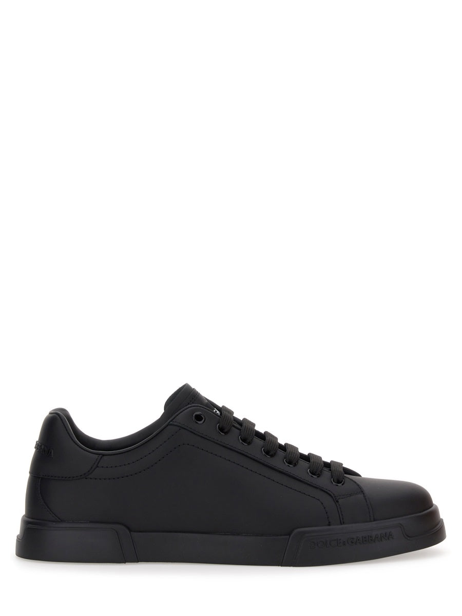 BLACK LEATHER FLAT SHOES Dolce & Gabbana BLACK 40