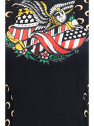 Black Marine Serre fitted dress, detail of regenerated logo panel