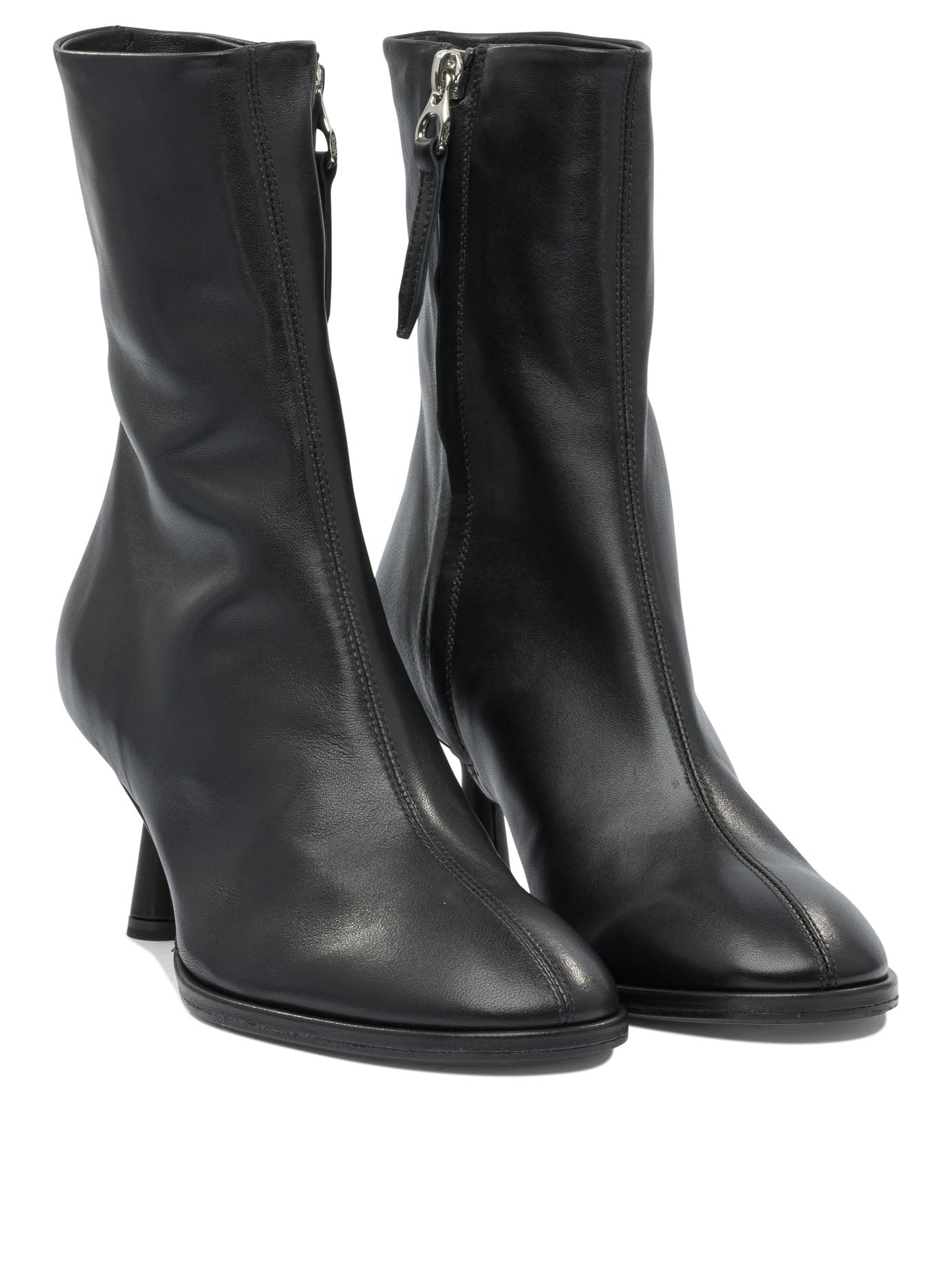 BLACK LEATHER ANKLE BOOTS Aeyde