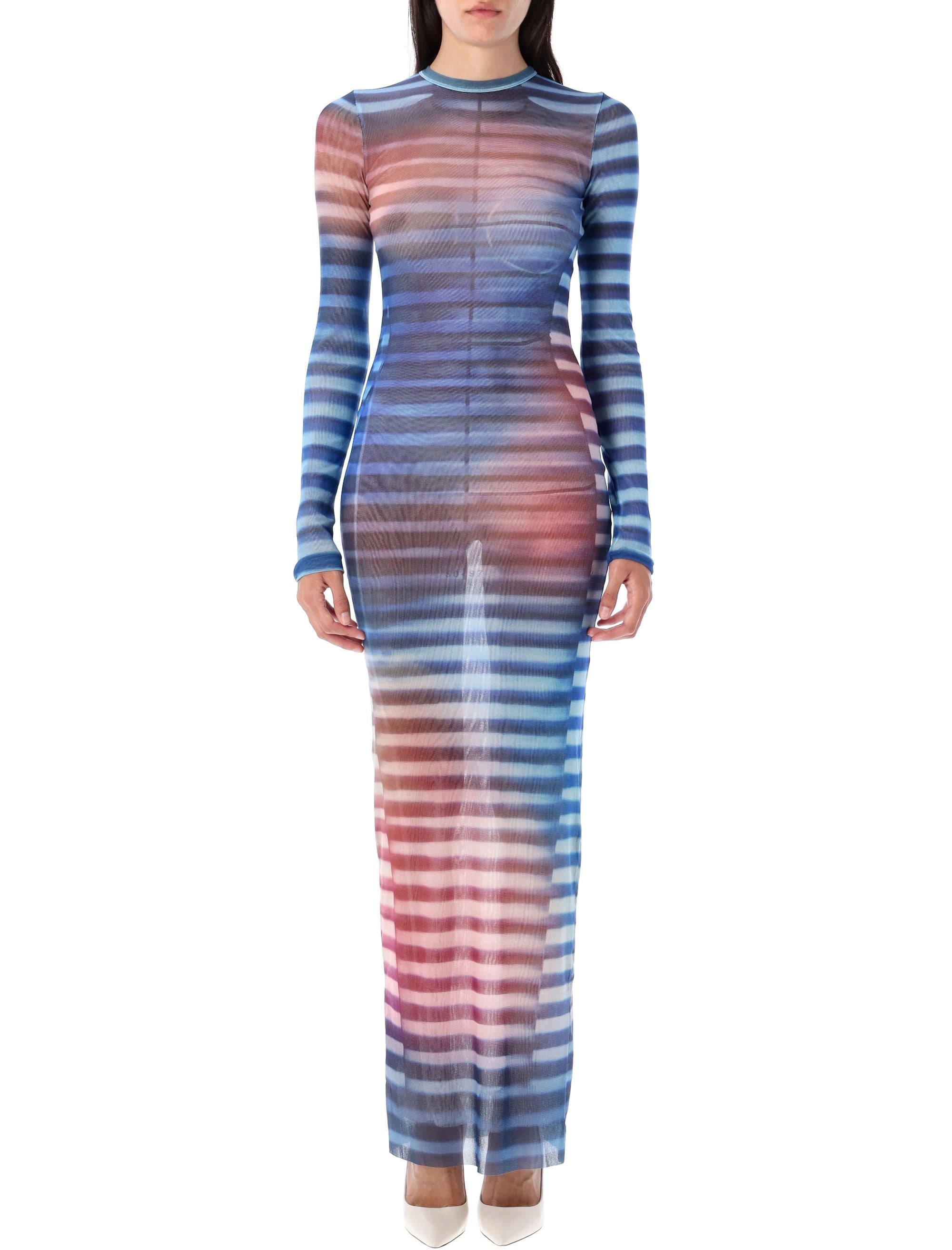 LONG AIR DRESS JEAN PAUL GAULTIER LIGHT BLUE PEACH XS