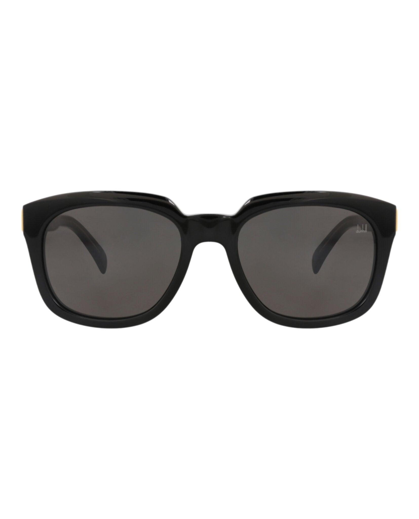 Black square-frame sunglasses in recycled acetate by Dunhill, front view
