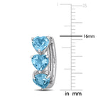 Blue topaz heart gemstone huggie earrings, close-up detail of hinged back by Lord & Taylor
