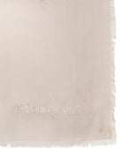 Beige cashmere blend stole by Emporio Armani, draped detail