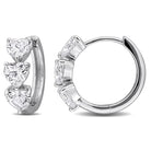 Created white sapphire heart gemstone huggie earrings in sterling silver, front view by Lord & Taylor