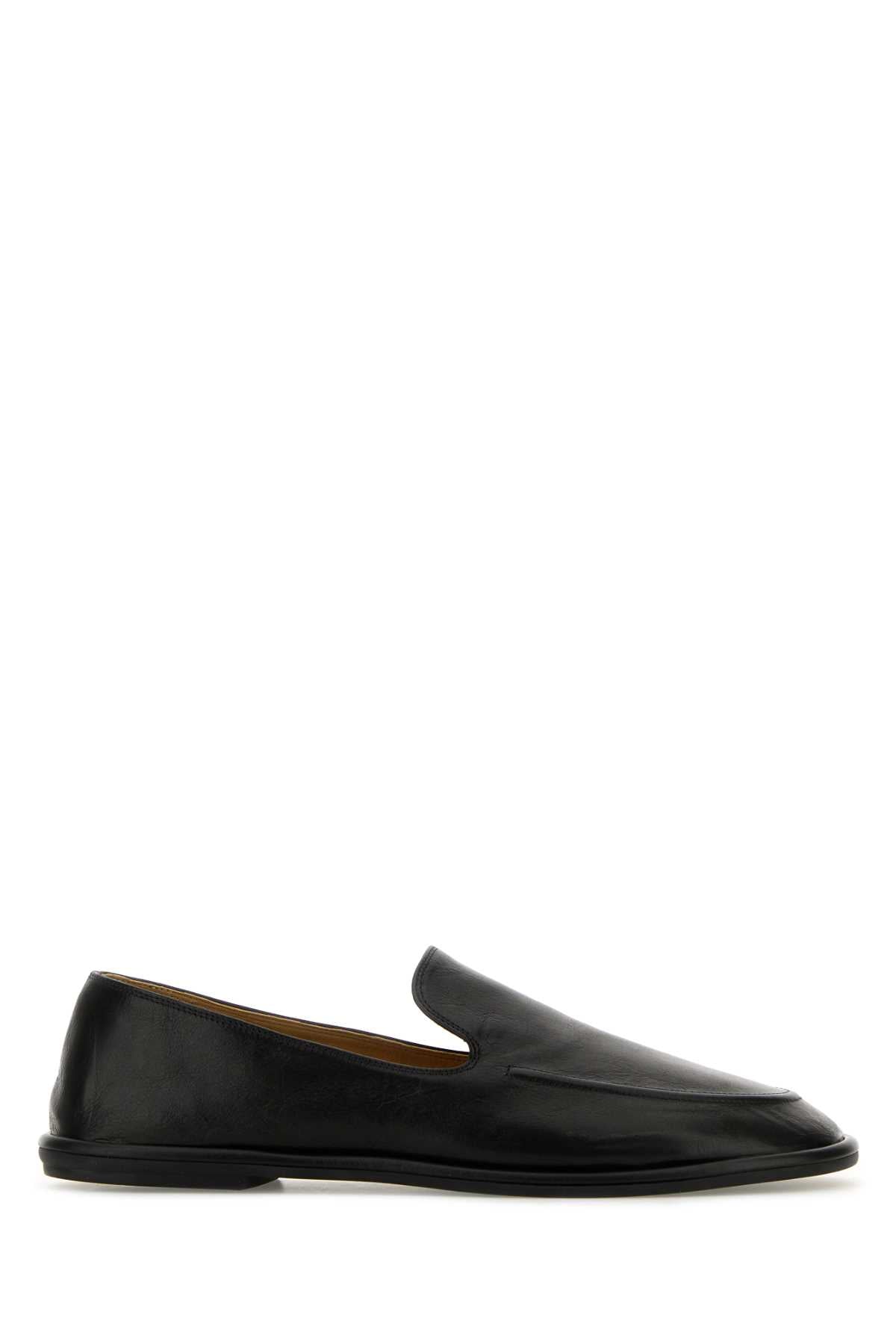 BLACK LEATHER CANAL LOAFERS The Row BLACK 36