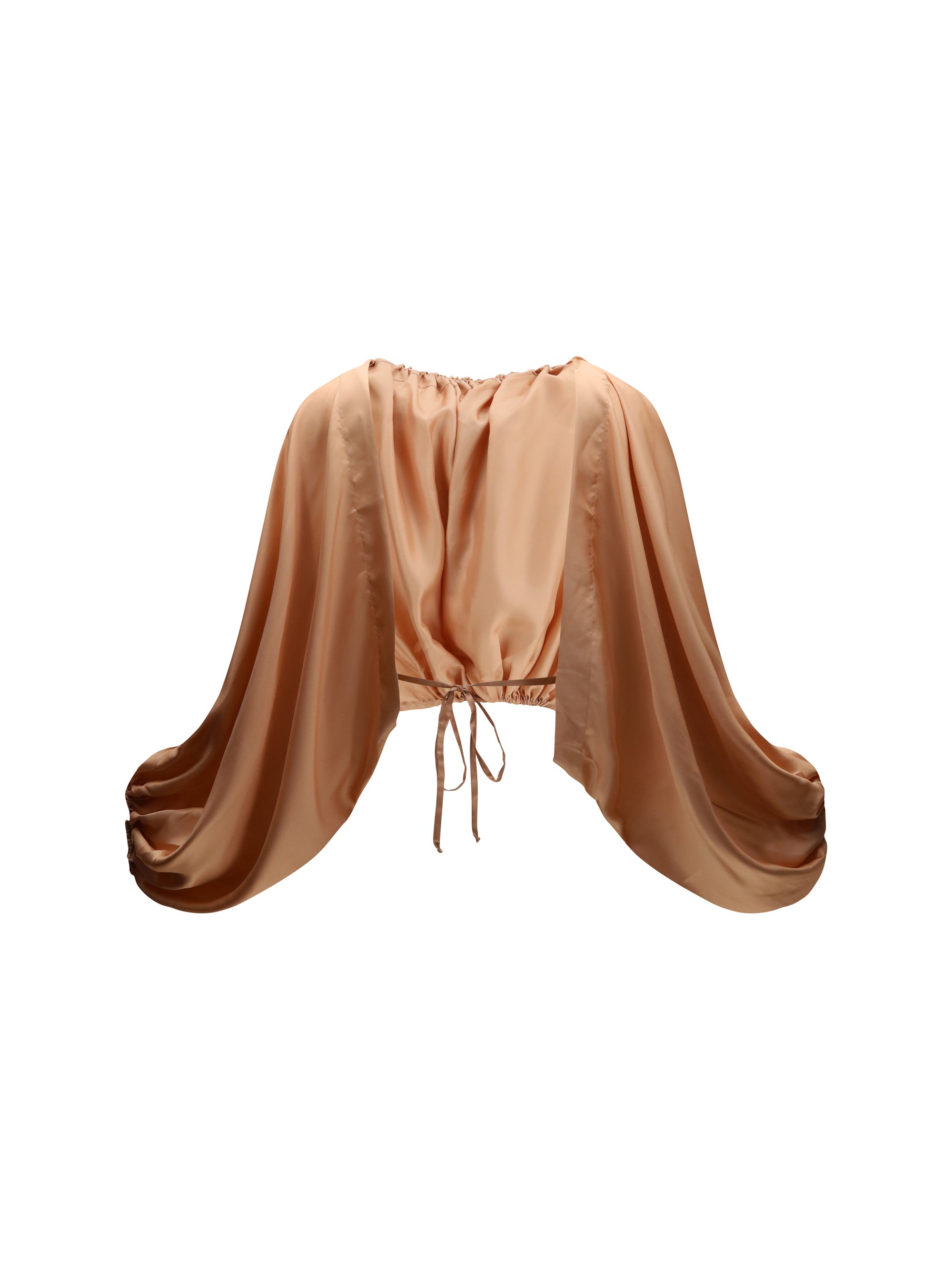 Cameo rose silk blouse with ribbon bow back closure by Di Stavnitser, back view
