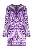 PRINTED SILK MINI DRESS Dolce & Gabbana purple 44
