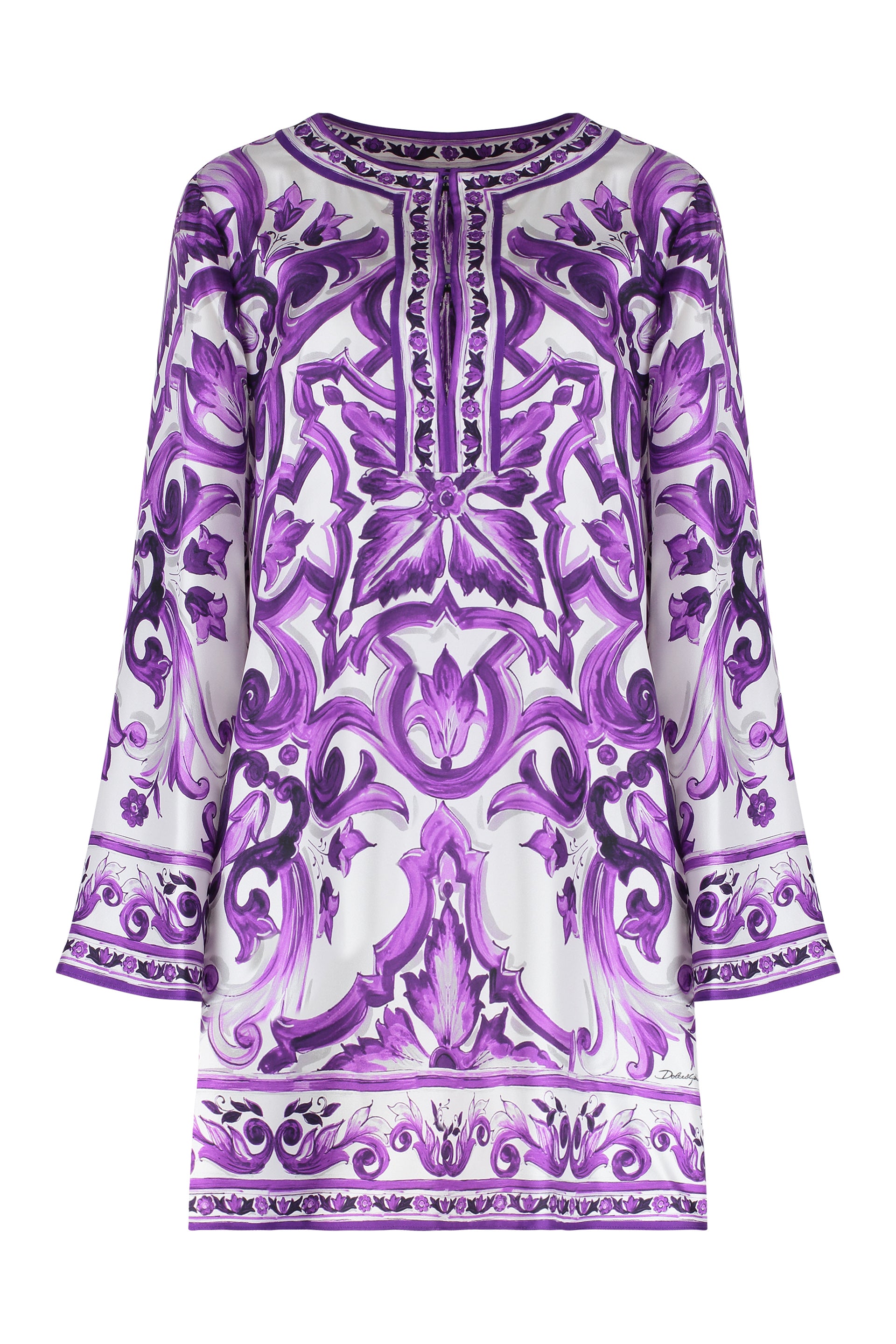 PRINTED SILK MINI DRESS Dolce & Gabbana purple 44
