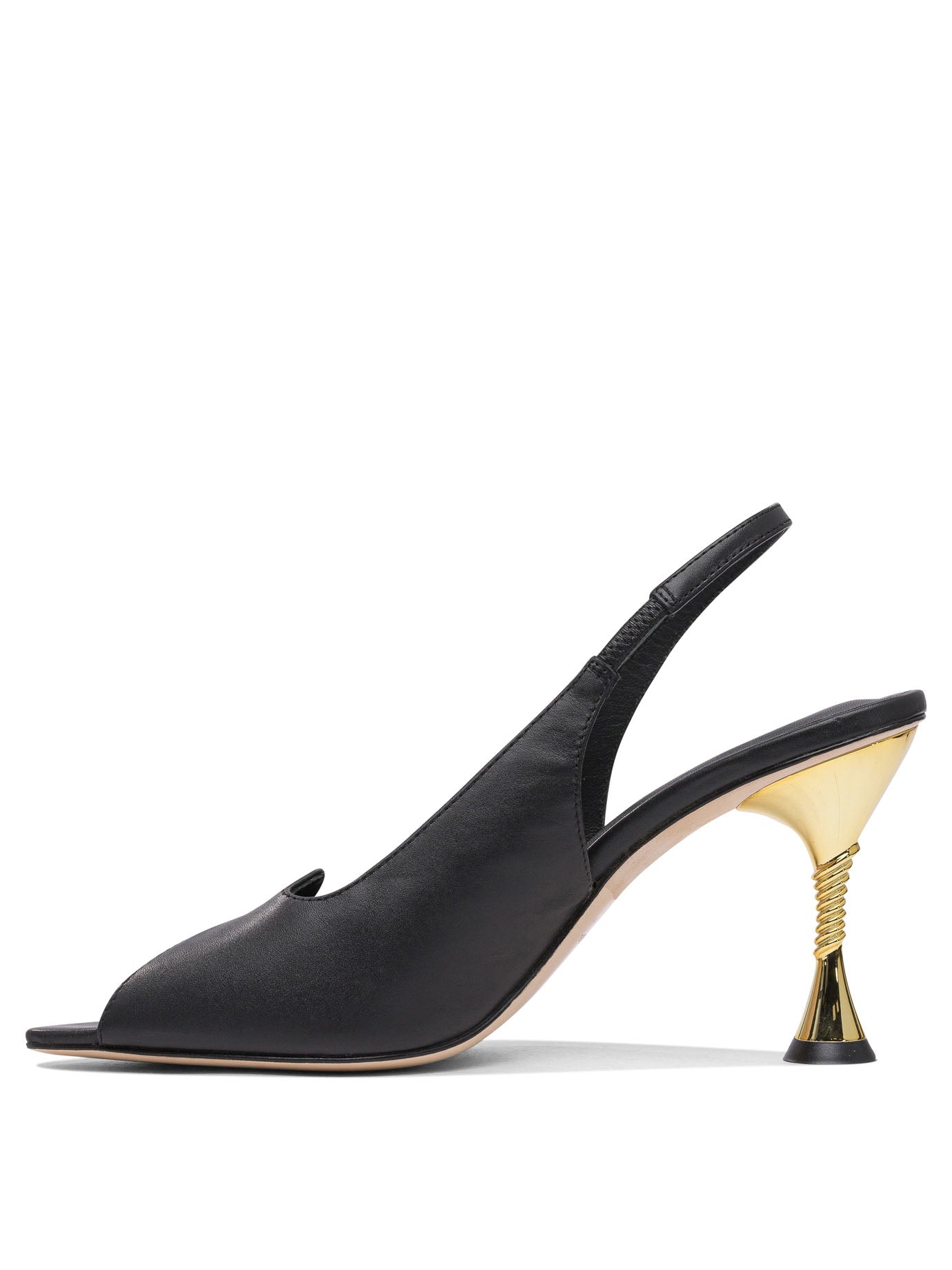 BLACK LEATHER HEELED SHOES STUDIO AMELIA