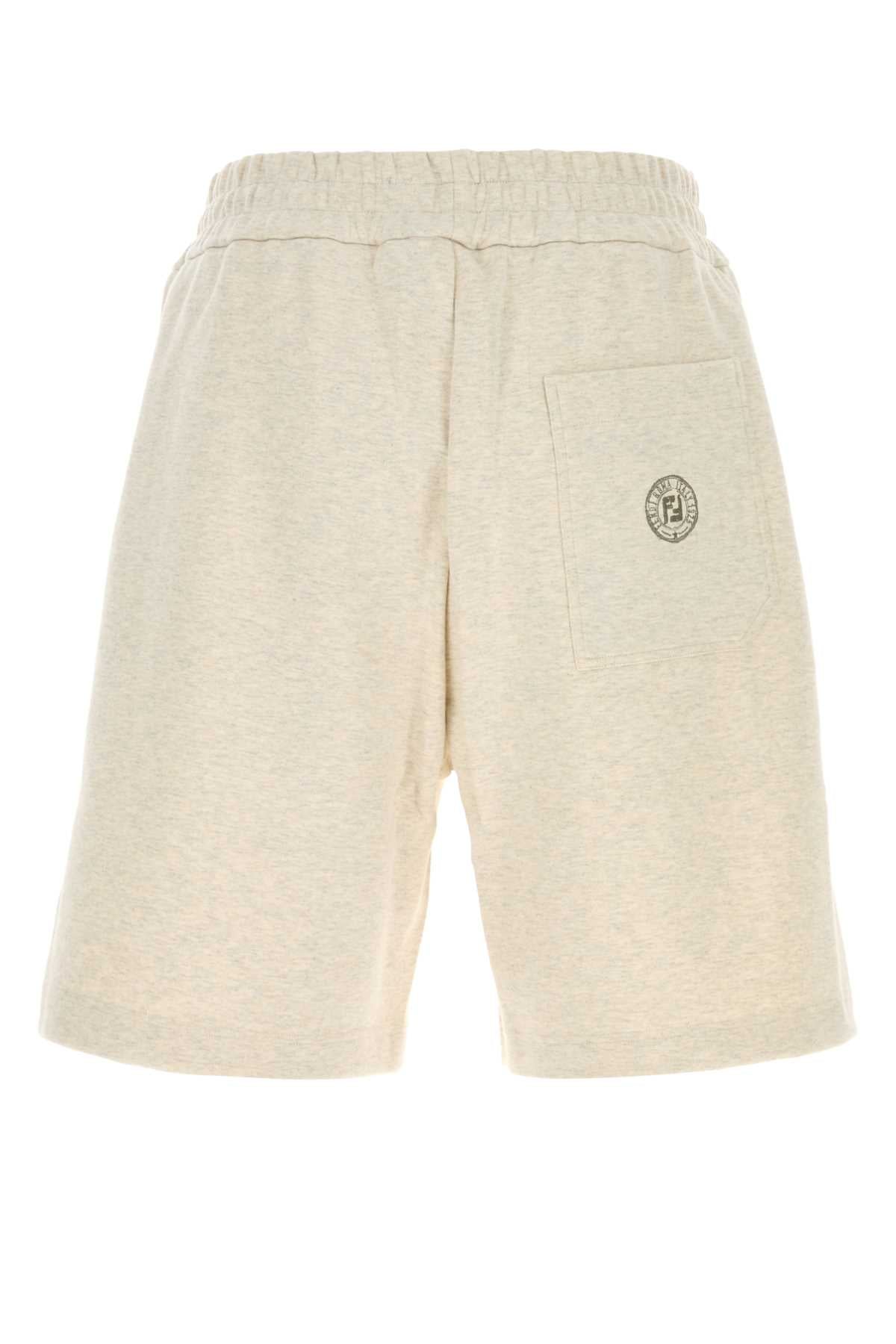 MELANGE CREAM COTTON BERMUDA SHORTS Fendi