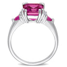 Pink topaz and ruby ring by Lord & Taylor, angled detail view