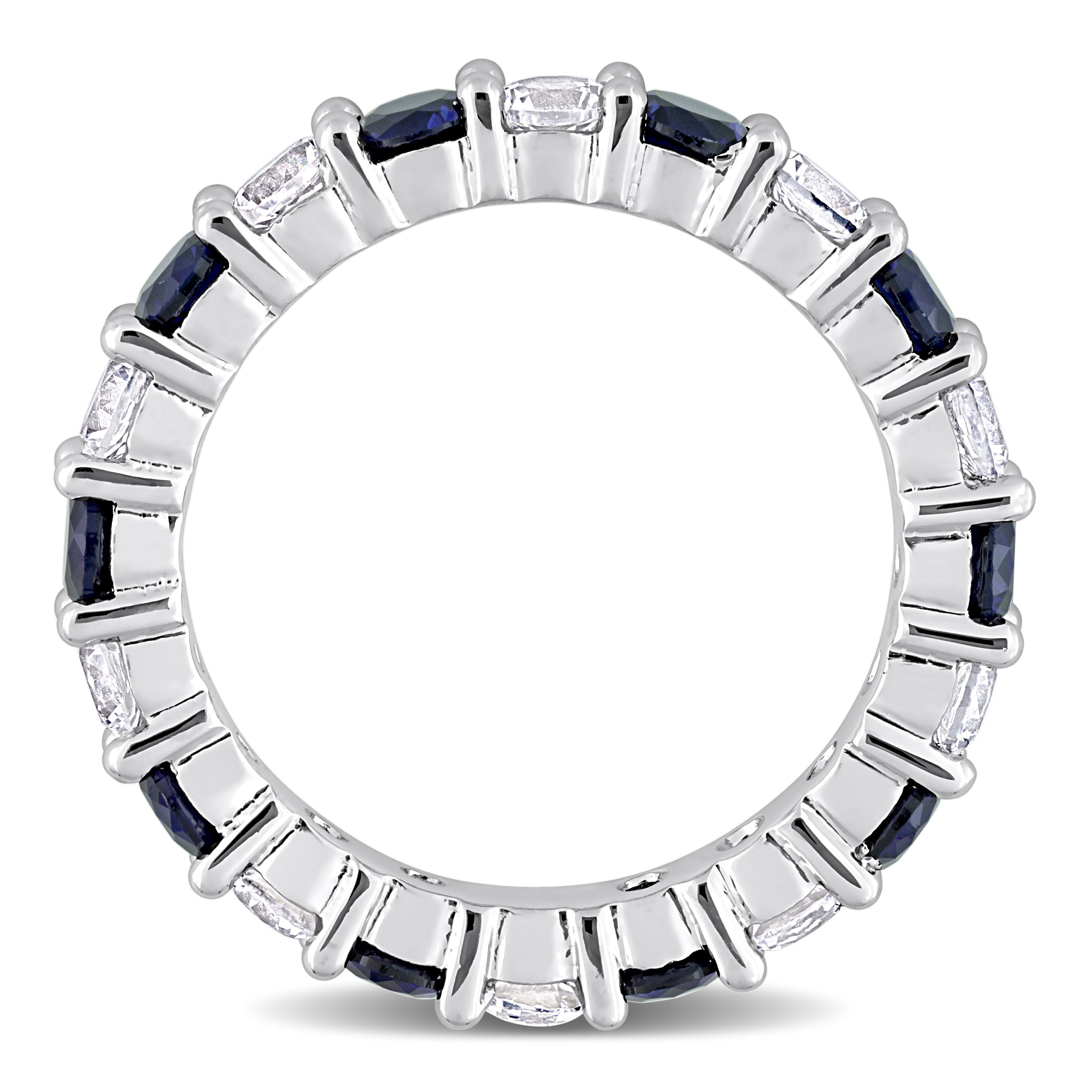 Blue sapphire sterling silver band, angled detail view by Lord & Taylor