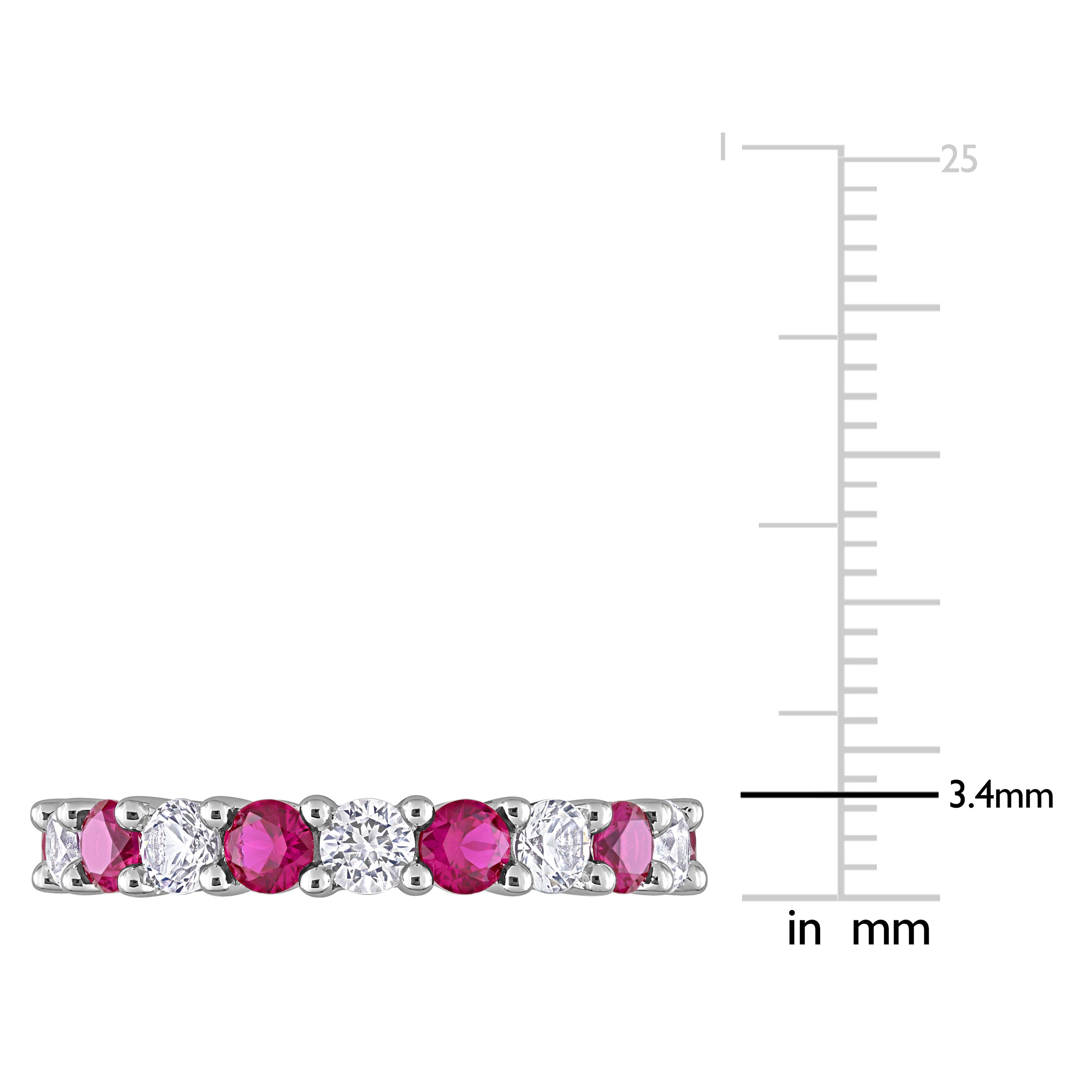 Ruby eternity ring prong setting detail by Lord & Taylor