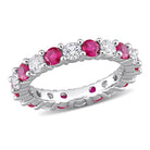 Ruby sterling silver eternity band, top view by Lord & Taylor