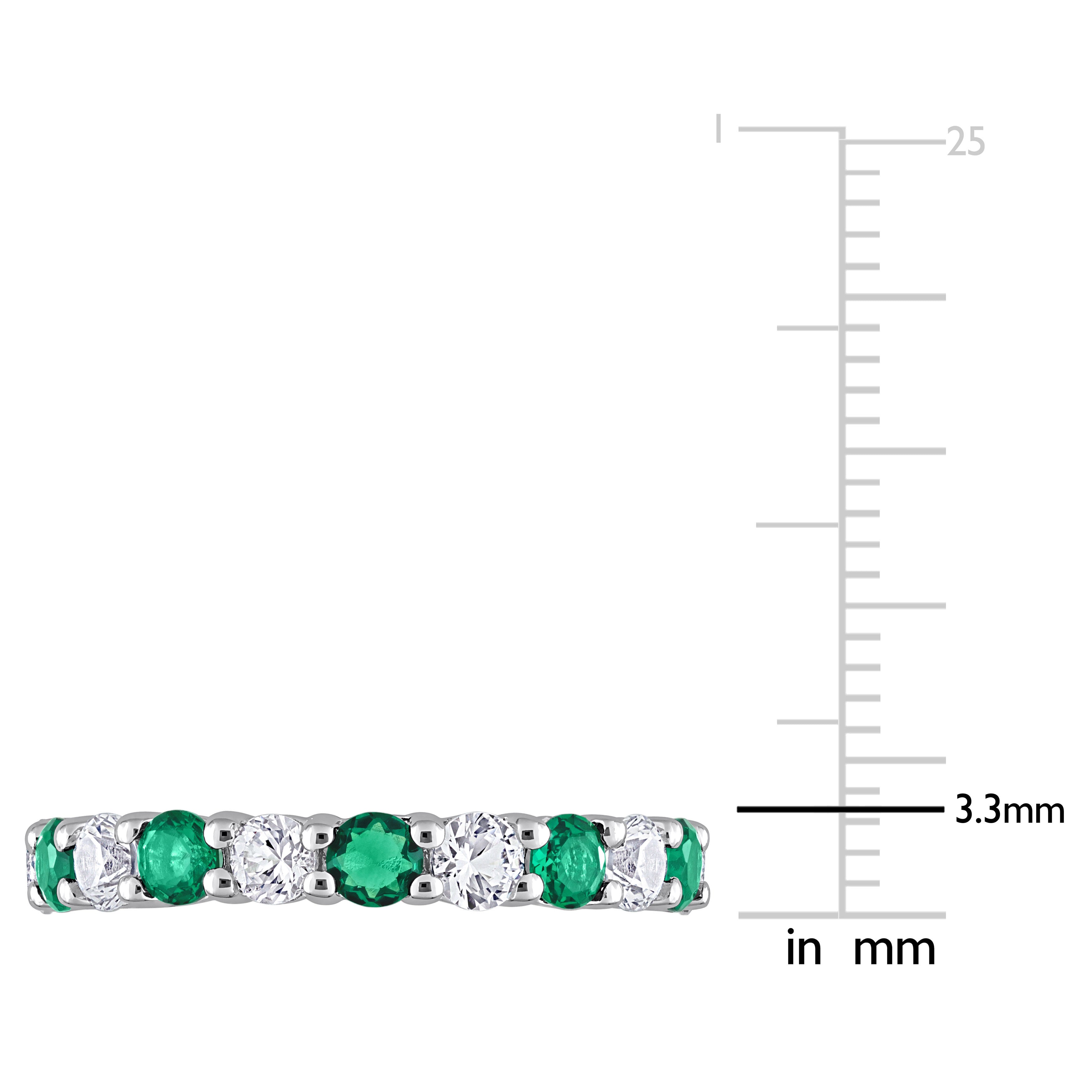 Emerald eternity ring prong setting detail by Lord & Taylor