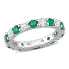 Emerald sterling silver eternity band, top view by Lord & Taylor