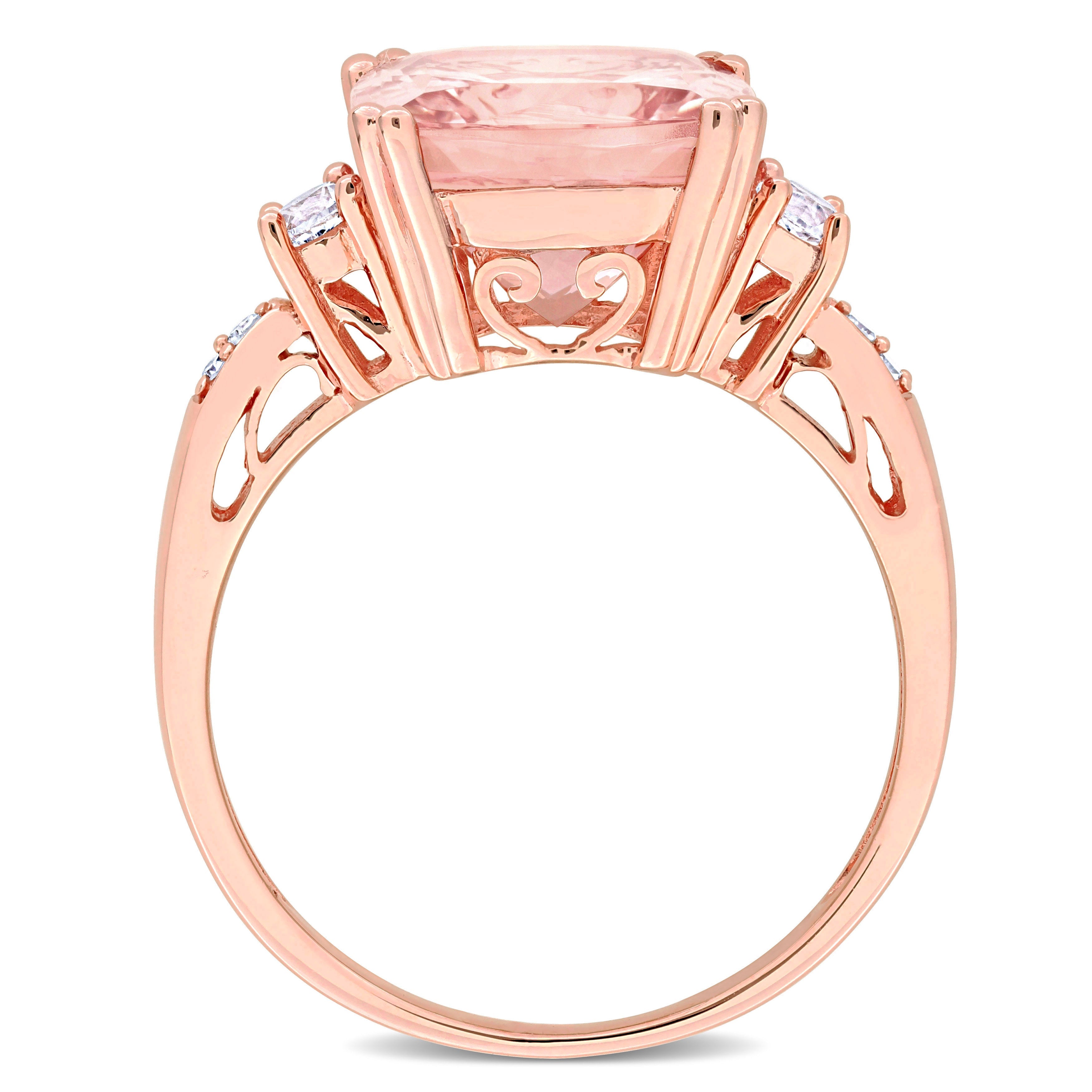 Morganite & Created White Sapphire Ring with Diamonds in 10k Rose Gold Jewelry Lord & Taylor