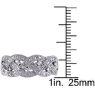 Sterling silver diamond braided ring with high polish finish, angled view by Lord & Taylor