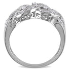 Sterling silver diamond braided ring with interwoven pattern, top view by Lord & Taylor