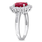 Sterling silver cocktail ring with oval ruby center stone, side profile view by Lord & Taylor