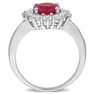 Created ruby and white sapphire halo ring in sterling silver, angled view by Lord & Taylor