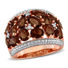 Smokey quartz gemstone cocktail ring in rose-tone sterling silver, front view
