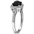 White gold halo ring with cushion-cut black diamond, side profile by Lord & Taylor