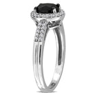White gold oval halo engagement ring with black diamond by Delmar, back view