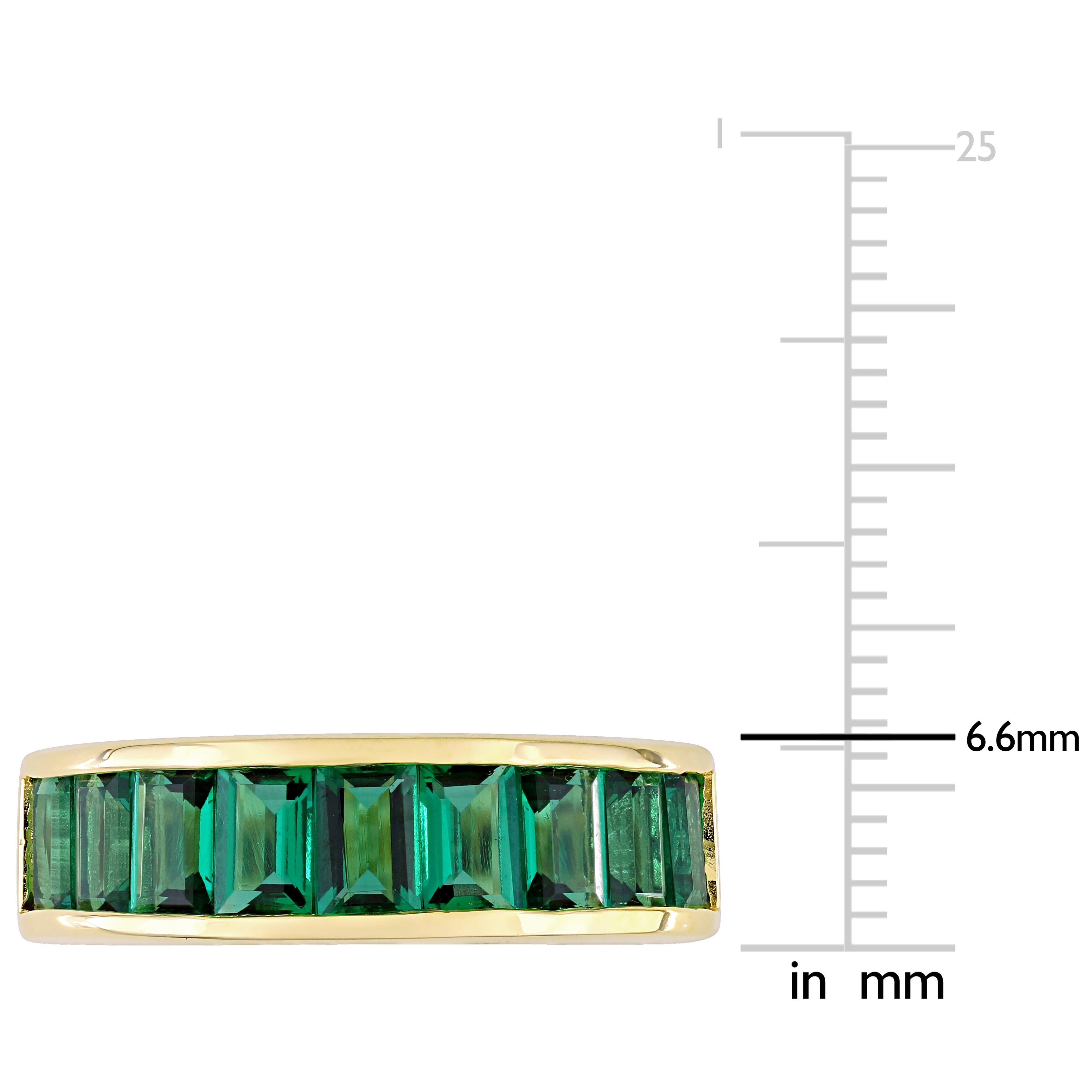 Emerald yellow-plated band close-up showing baguette stones