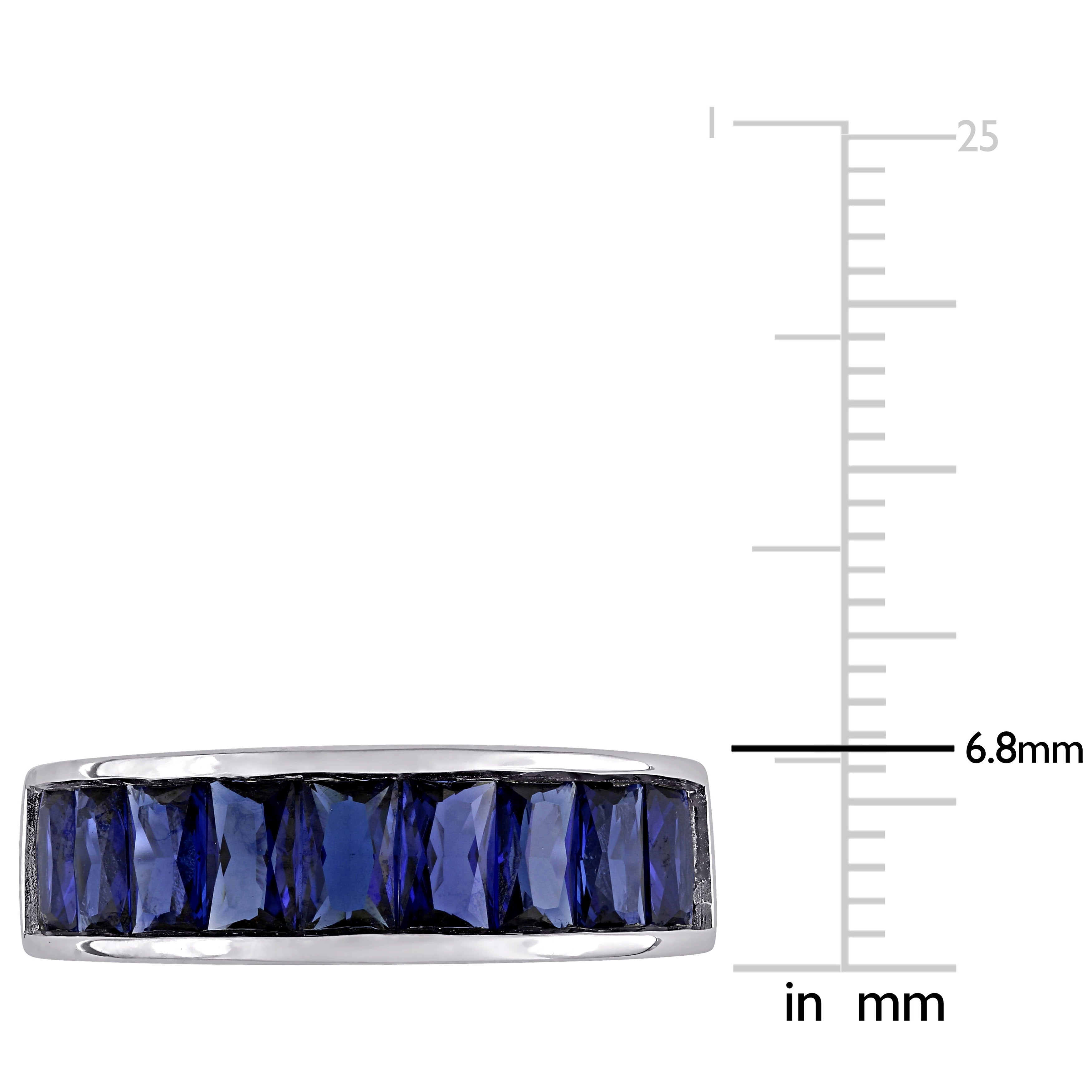 Blue sapphire band close-up showing high polish finish