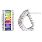 Multicolor created sapphire hoop earrings in sterling silver, front view by Lord & Taylor