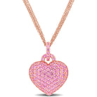 Pink sapphire heart pendant necklace in rose-plated sterling silver, front view by Lord & Taylor