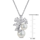 Lord & Taylor pearl and sapphire pendant necklace, close-up of cultured freshwater pearls