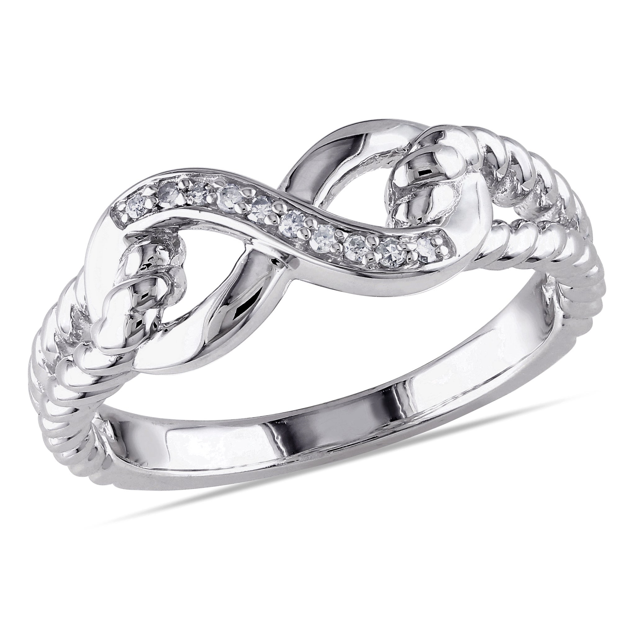 Sterling silver diamond infinity ring by Lord & Taylor, front view