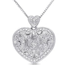 Sterling silver diamond heart locket pendant necklace by Lord & Taylor, front view