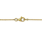 Heart pendant necklace back view showing 14k yellow gold chain and clasp