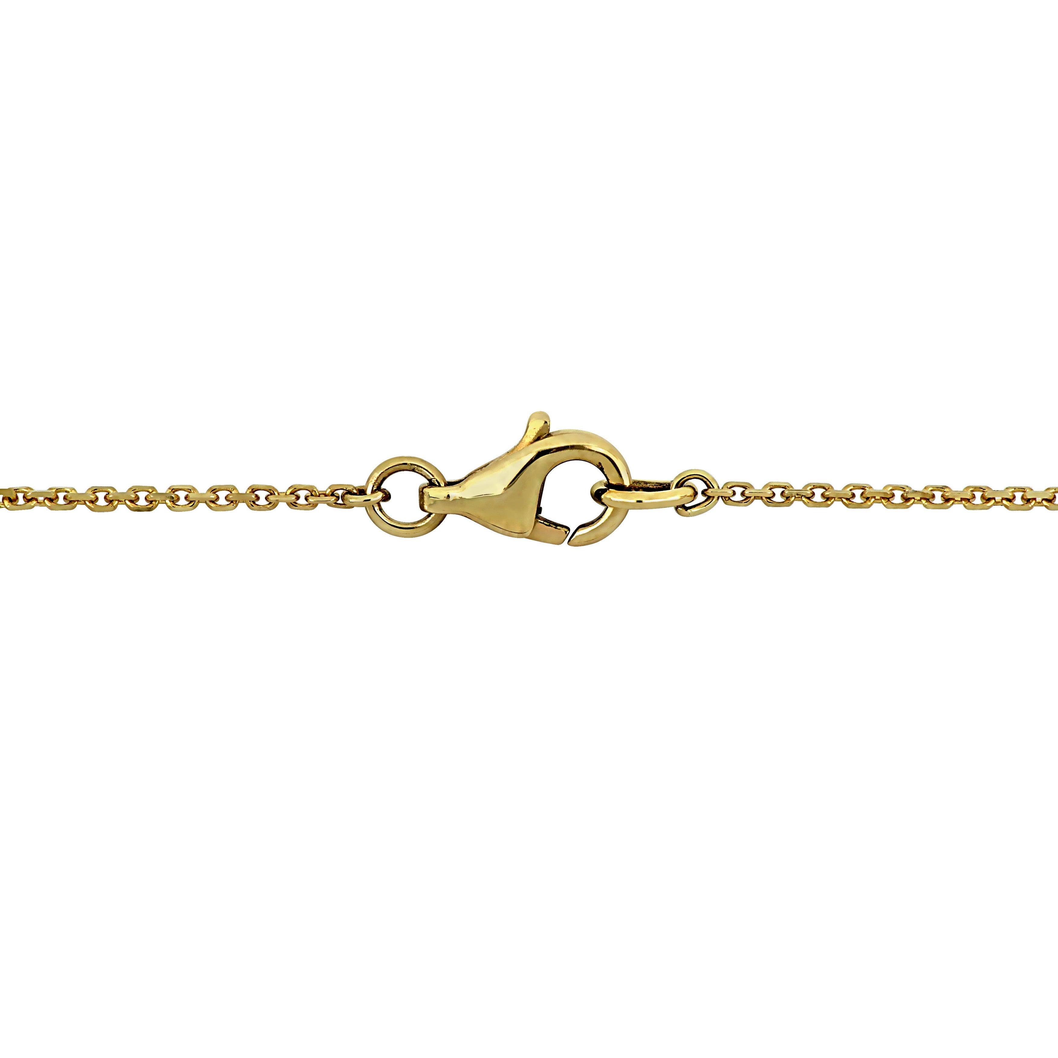 Heart pendant necklace back view showing 14k yellow gold chain and clasp