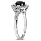 14k white gold black diamond ring showing band profile by Lord & Taylor