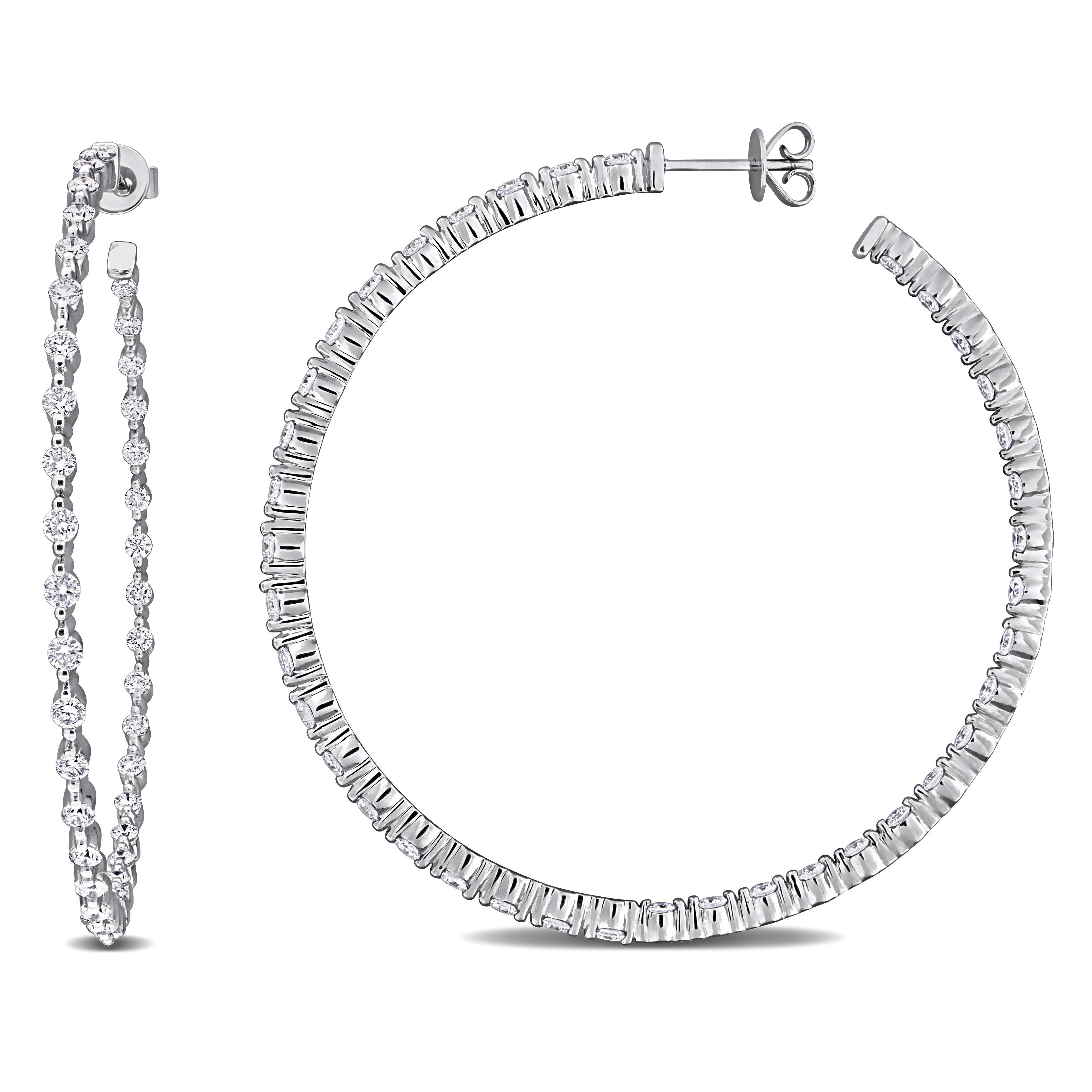 2 3/4ct TW Lab-Grown Diamond Inside Out Hoop Earrings in 14k White Gold Jewelry Lord & Taylor