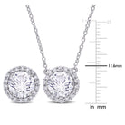 White sapphire halo stud earrings in sterling silver by Lord & Taylor, close-up view