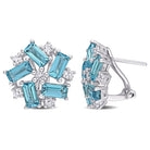 Blue and white topaz cluster stud earrings in sterling silver, front view by Lord & Taylor