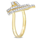 Diamond open heart ring in sterling silver, back view showing band
