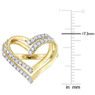 Close-up of round-cut diamonds in double heart setting, sterling silver