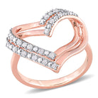 Rose-plated sterling silver open heart ring by Lord & Taylor, front view