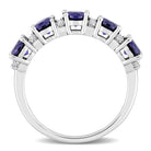 Blue created sapphire semi-eternity ring, diagonal angle view by Lord & Taylor