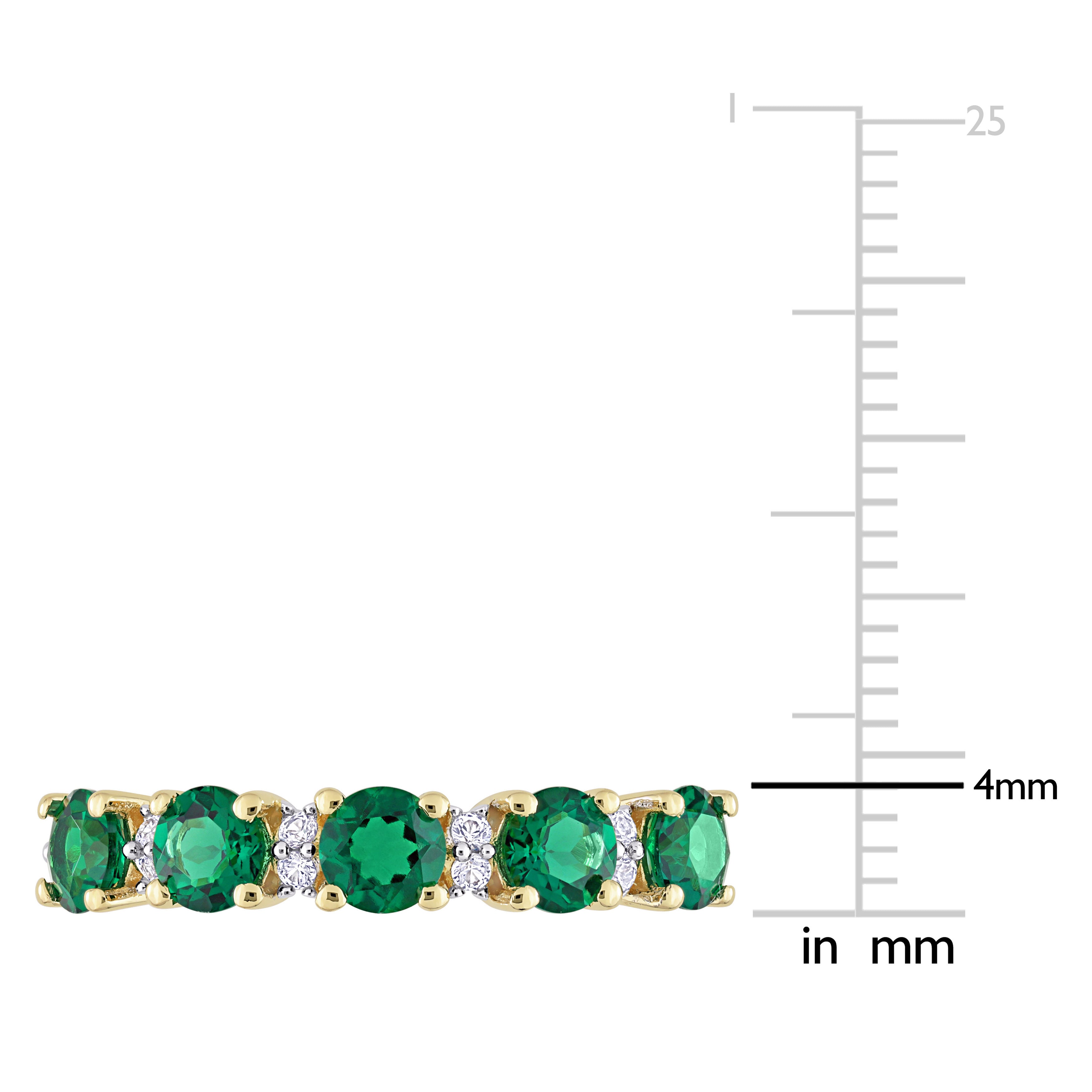 Created emerald five-stone ring, detail of yellow-plated setting by Lord & Taylor