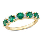 Created emerald five-stone semi-eternity ring in yellow-plated sterling silver, front view by Lord & Taylor